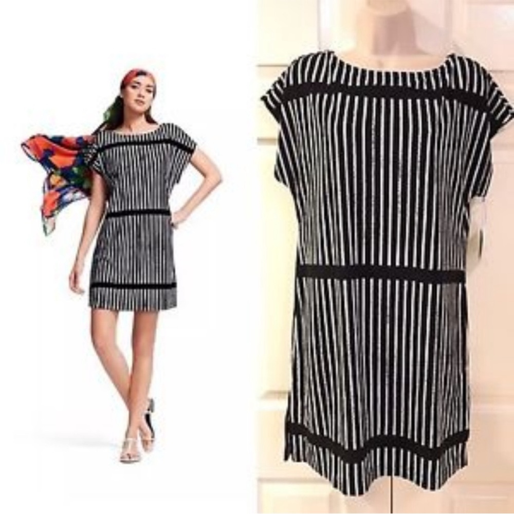 Marimekko Black & White Striped Dress. Size S